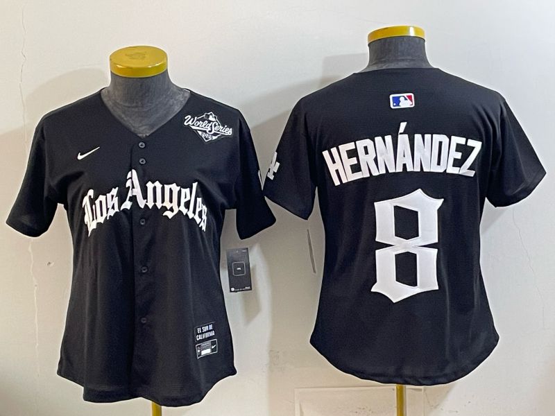 Women Los Angeles Dodgers #8 Hernandez Black 5th Jointly Name 2026 Nike MLB Jersey style 07->women mlb jersey->Women Jersey